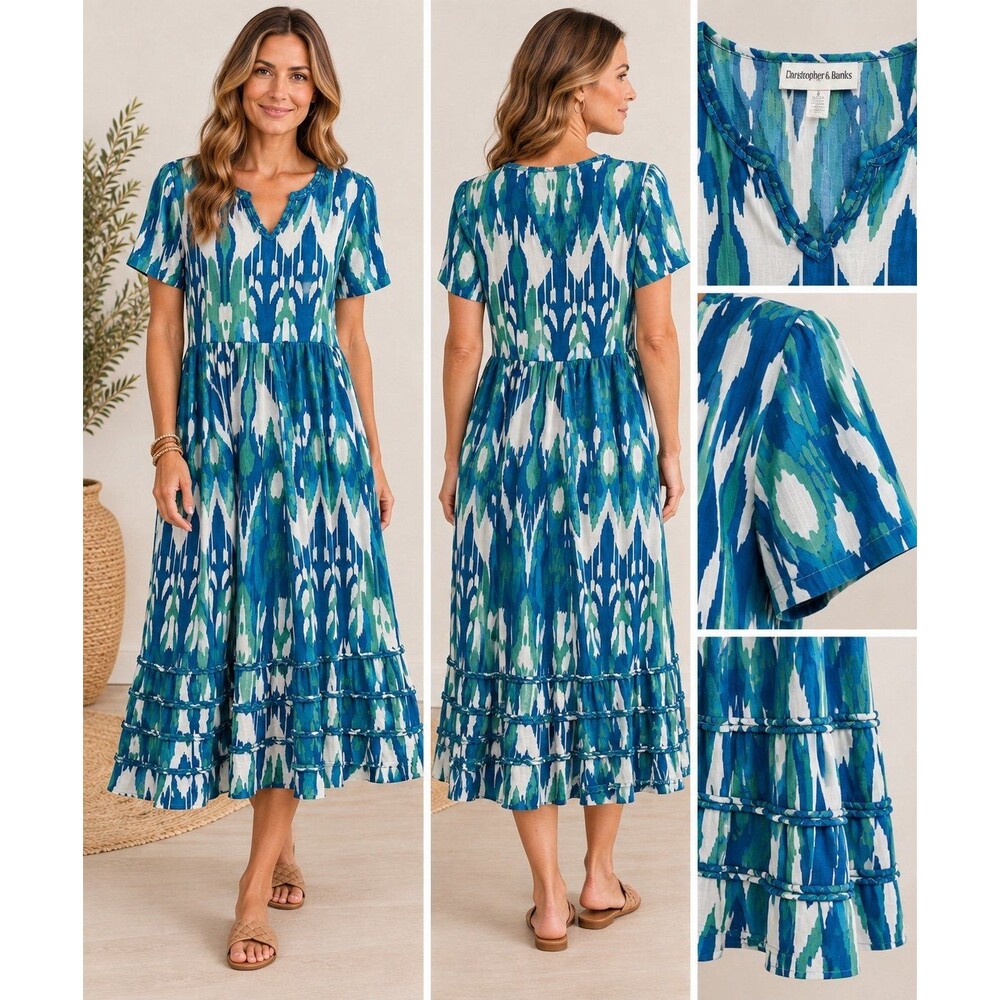 Draper’s & Damon’s cottage prairie watercolor 100% cotton sheath dress. Size L